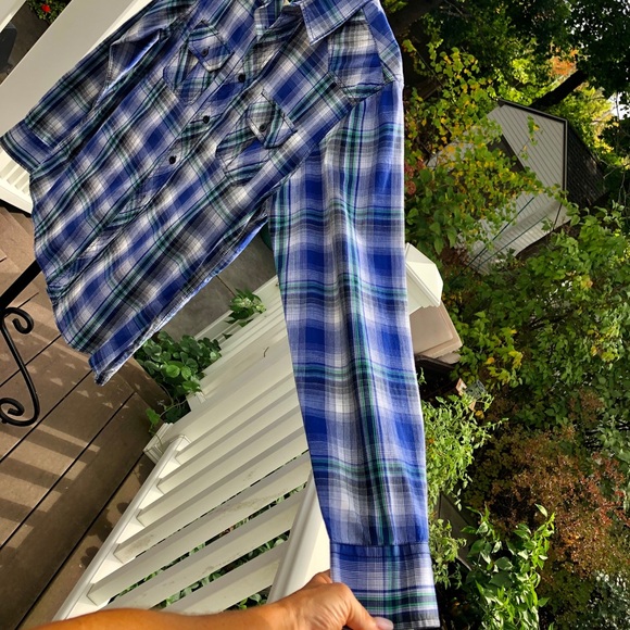 Eighty Eight Mens Blue Plaid Button Down - Picture 7 of 10